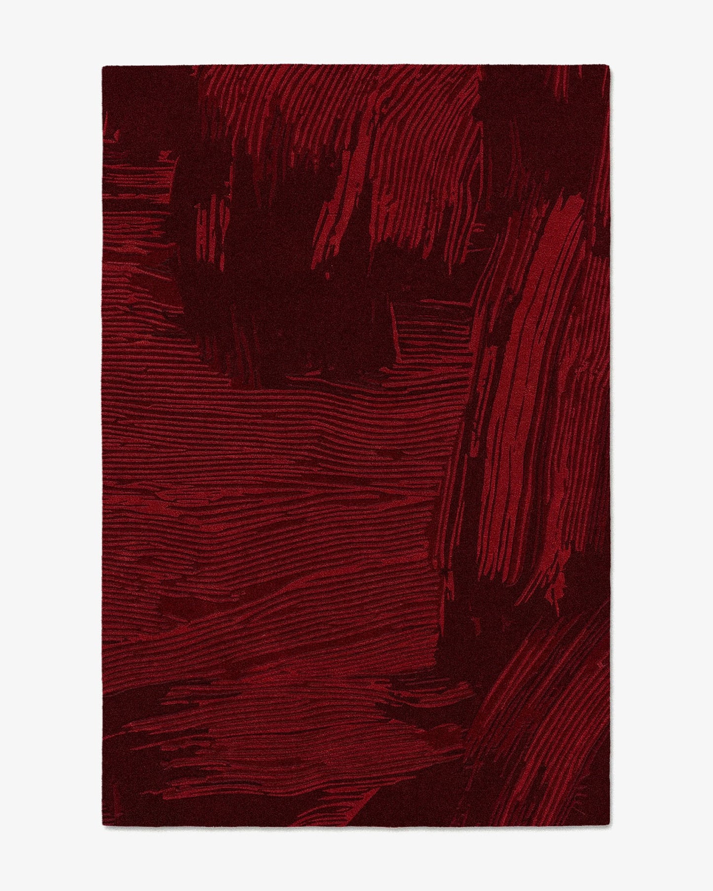 Tapis El Rojo relief sculpté rouge collection La Pintura tufté main laine Rugier