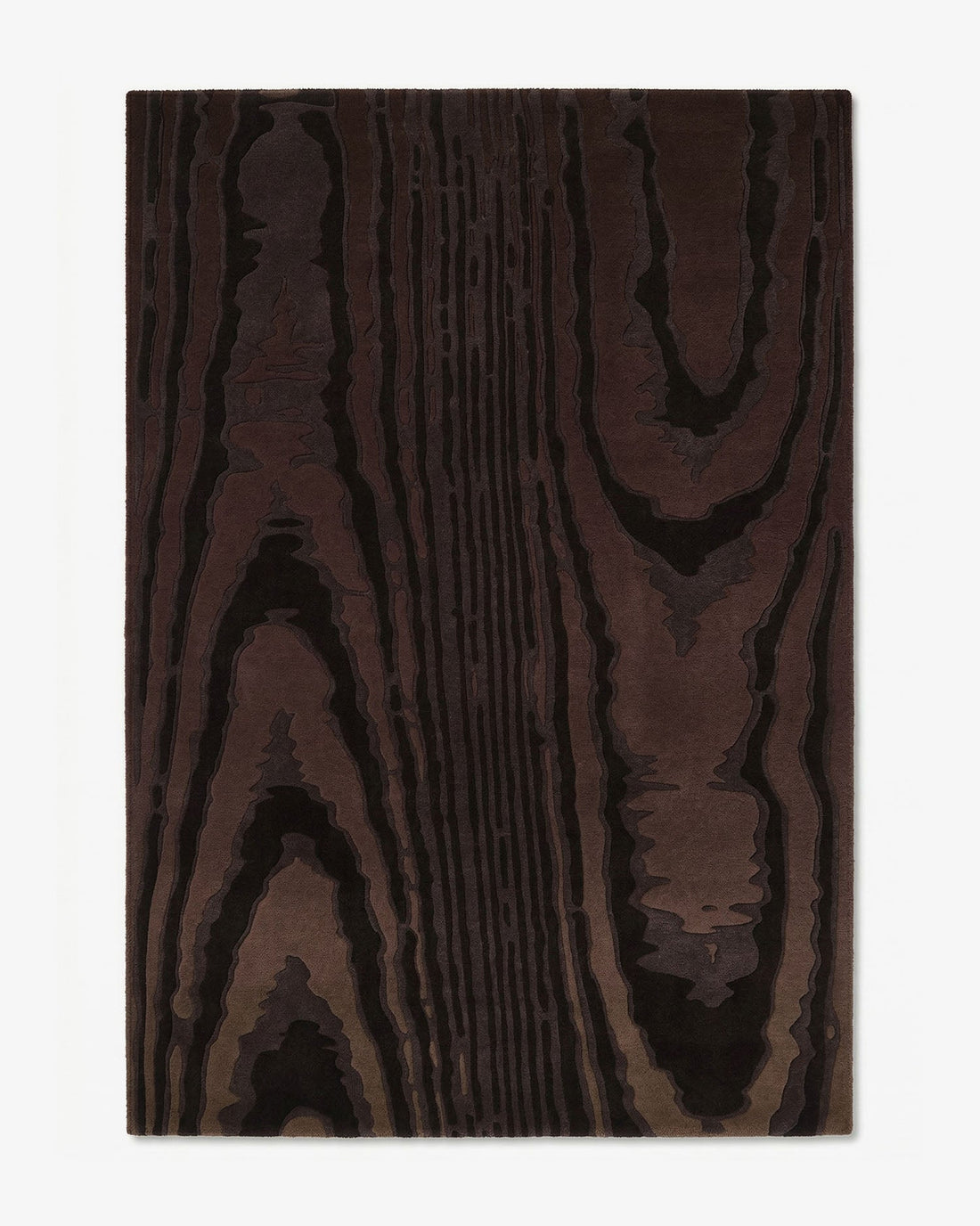 Tapis Harlan à plat, motif moiré graphique brun, effet optique