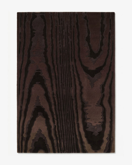 Tapis Harlan à plat, motif moiré graphique brun, effet optique