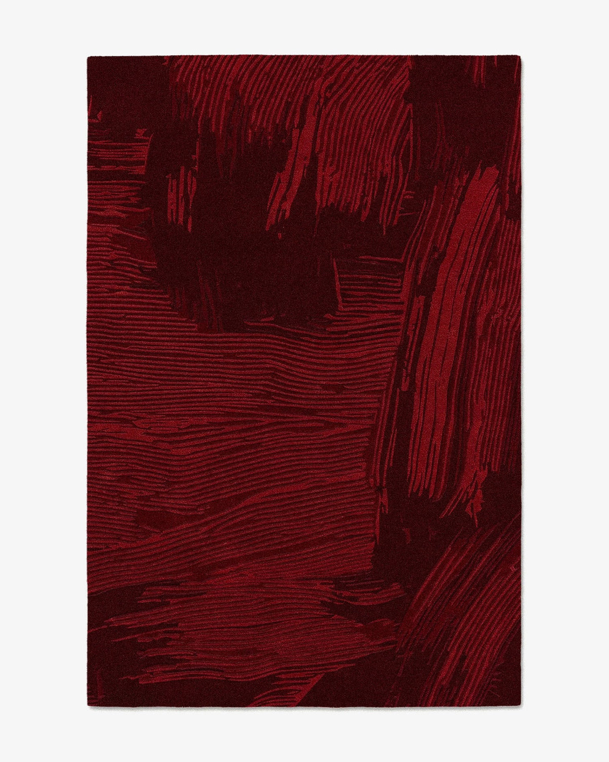 Tapis El Rojo relief sculpté rouge collection La Pintura tufté main laine Rugier