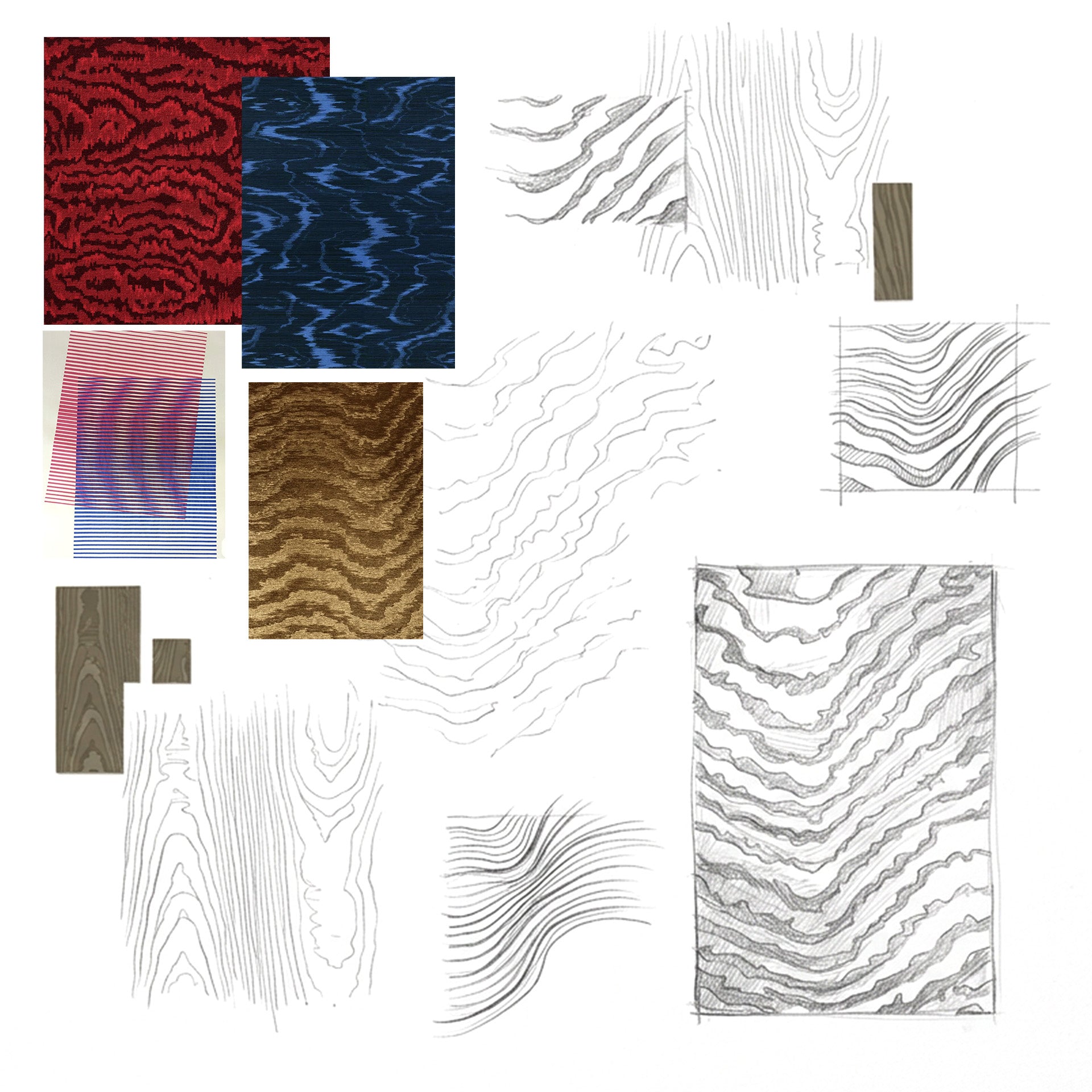 planche recherche moodboard moire tapis fait main Rugier
