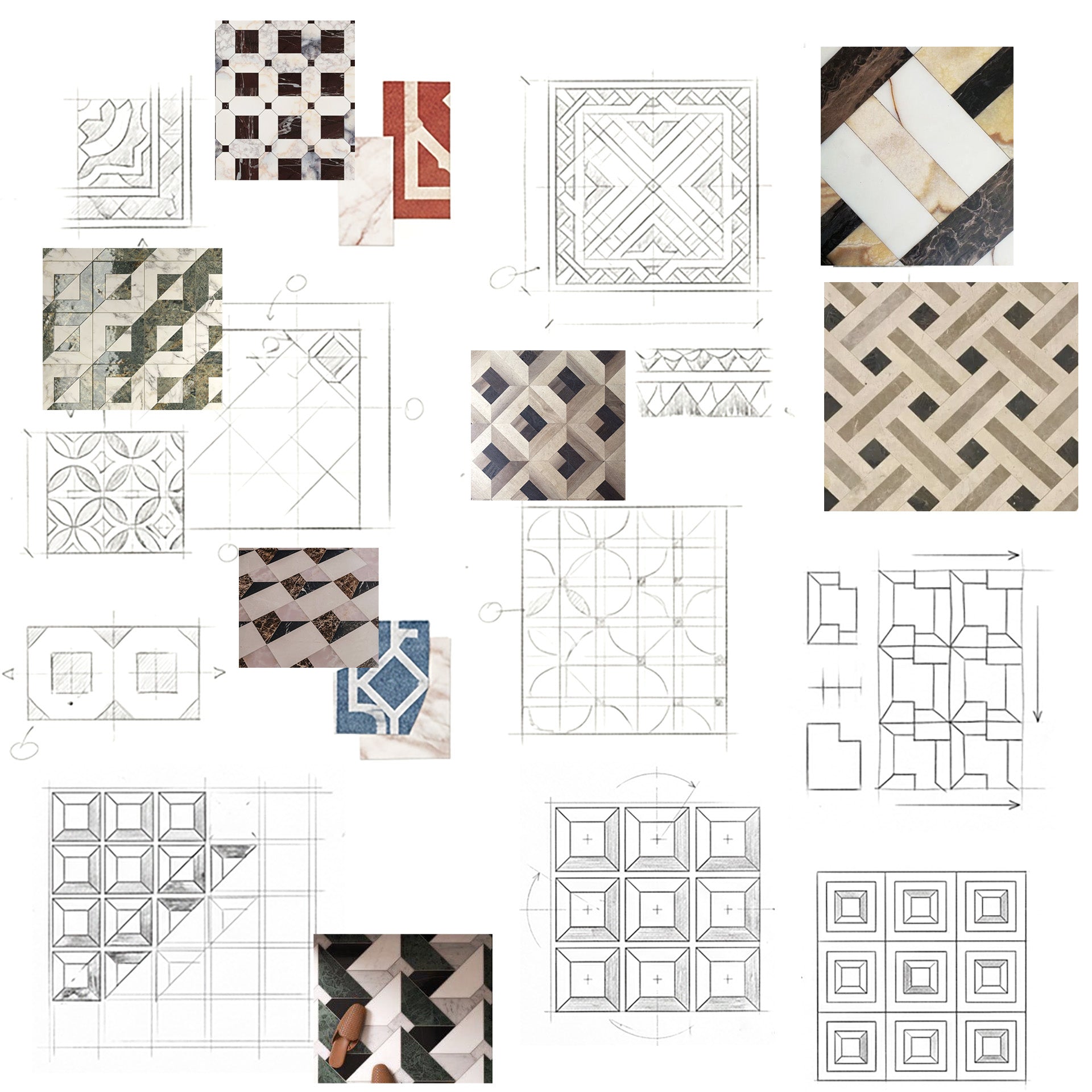 planche recherche éditoriale optical palazzo Rugier tapis fait main